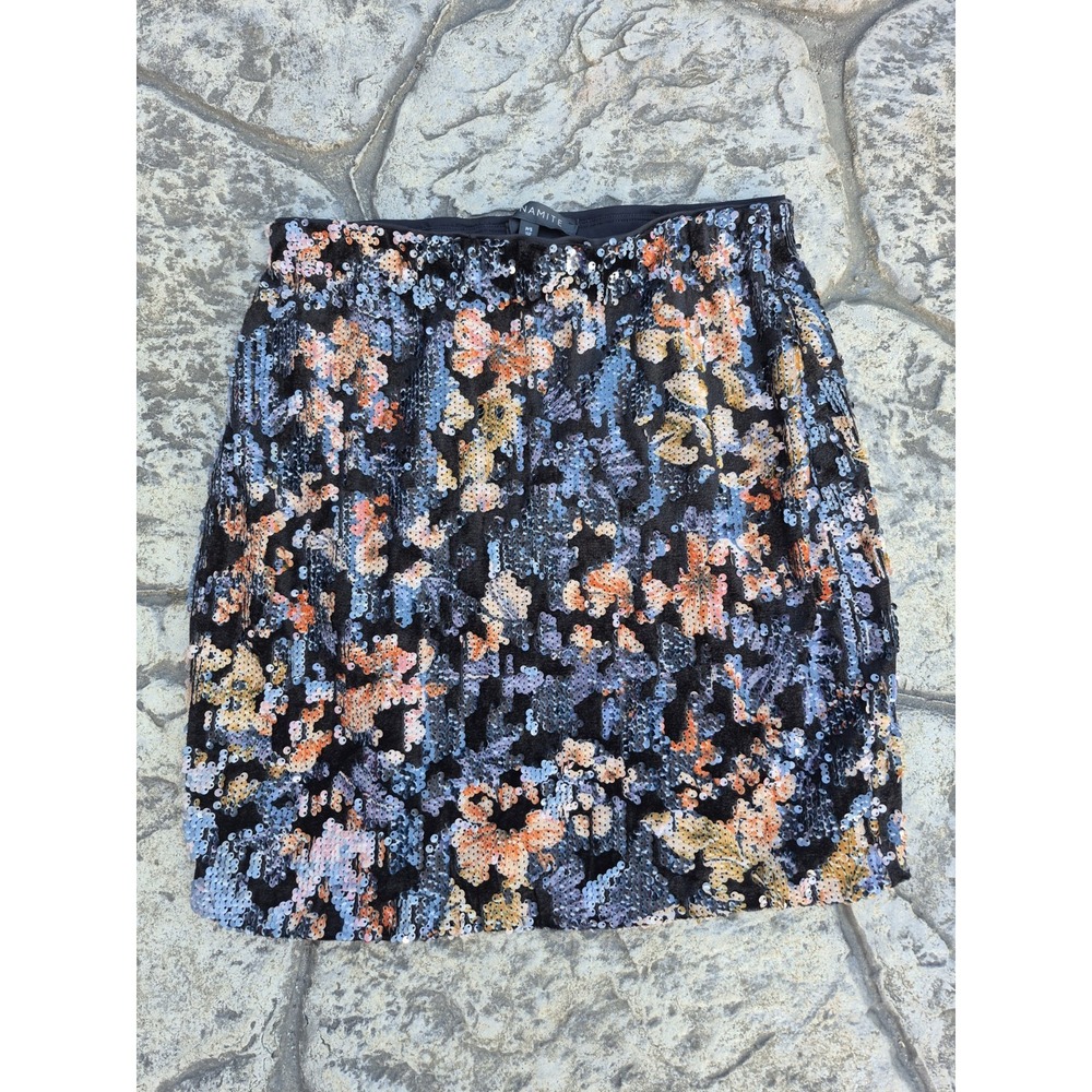 Dynamite Mini Skirt Sequin Party Cocktail Shiny Elastic Waist Lined Size S EUC